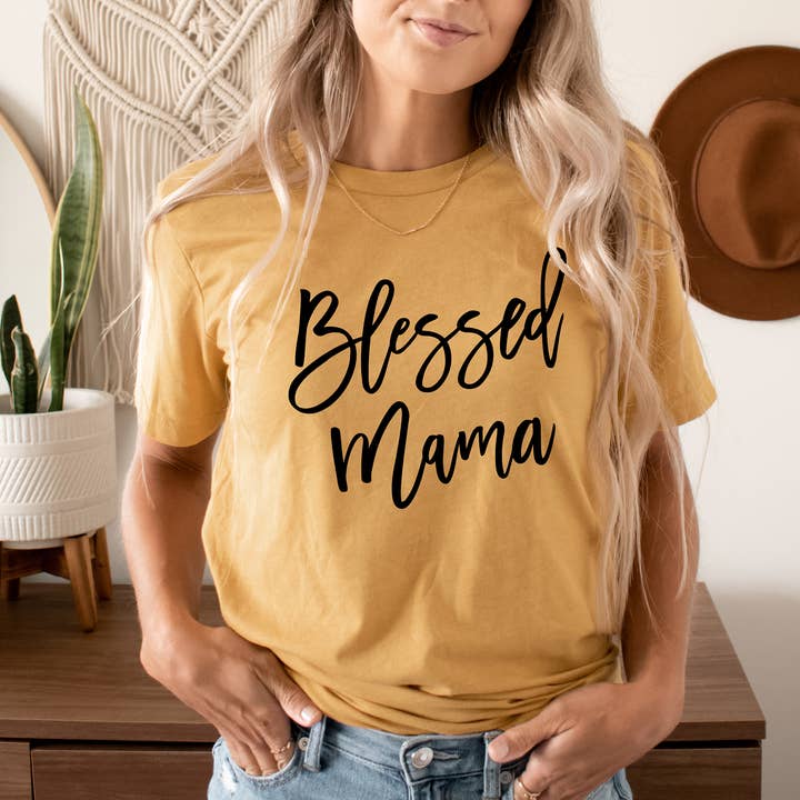 Zoe Creative Co - Wholesale Screen Printed T-Shirt - Women's - Blessed Mama Shirt Mom Life T-Shirt Mother's Day Mommy Tee2