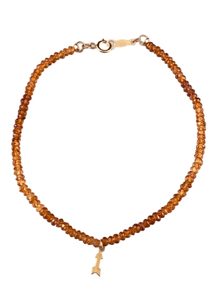 Faceted Topaz 14K Gold Delicate Arrow Charm Bracelet for wholesale by GK Designs