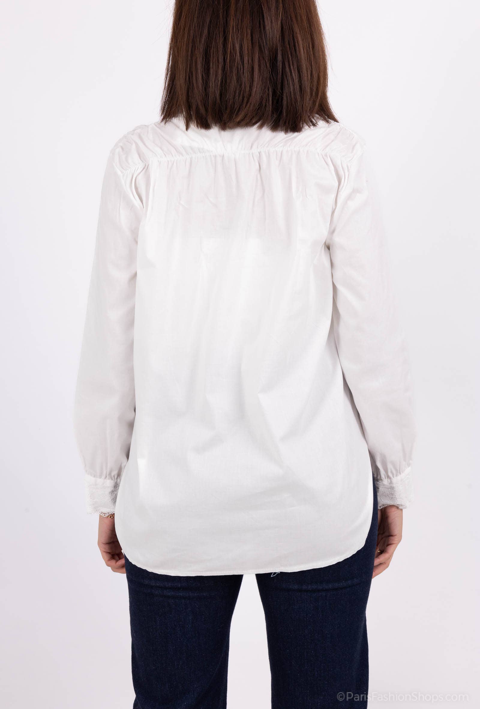 Pépouz' Paris - Vente Chemise à col boutonné – femme - Chemise col mao avec dentelle PC251818