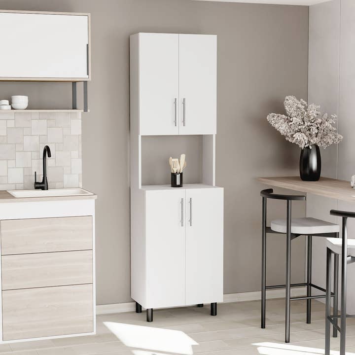 Bianco Dispensa da cucina Linden 76,8" alta con due armadi in vendita all'ingrosso su Faire0