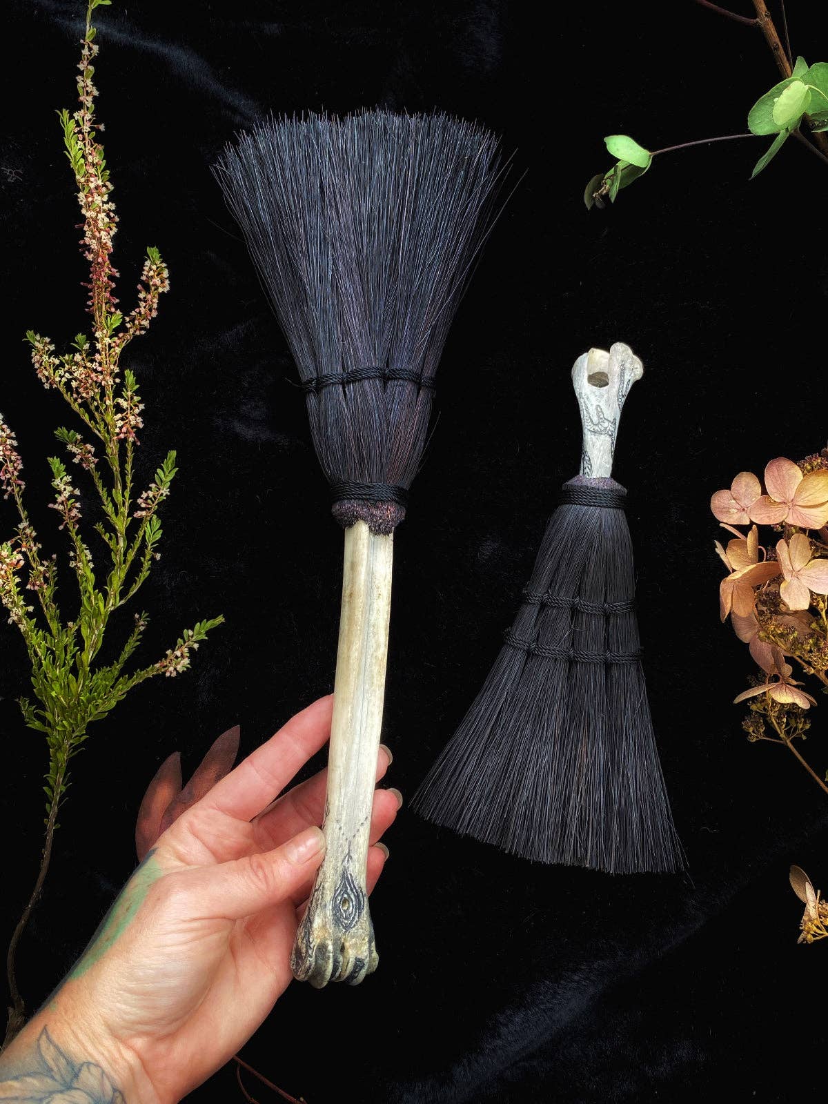 Keven Craft Rituals LLC - Wholesale Meditation Supplies - Hag’s Altar Broom - w/ Deer, Coyote, etc.1