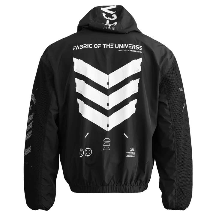V3-S Schwarzer LW Windbreaker für den Großhandel von Fabric of the Universe