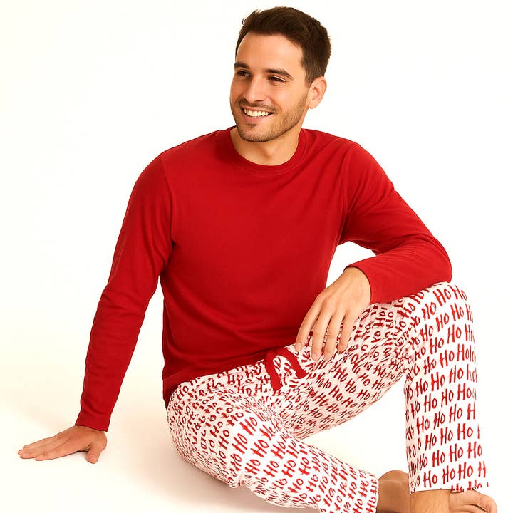 Tesa Babe - Vente Bas de pyjama – unisexe - Pantalon de pyjama en bambou pour adultes Ho-Ho-Ho de Noël - Assorti pour la famille2