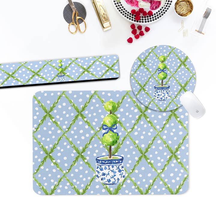 Desk Pad, Mouse Pad, Keyboard Rest, Topiary for wholesale by Boutique Monogram