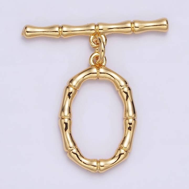 24K Gold Filled Bamboo Oval OT Toggle Clasps Closure Jewelry Making Supply | Z-449 for wholesale by Aim Eternal