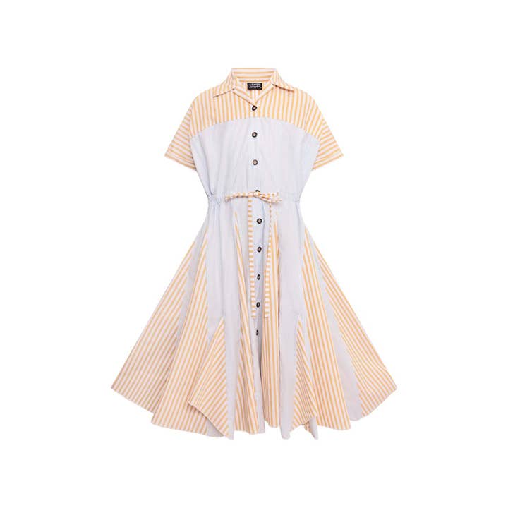 Zero Waste Skjortekjole til piger i striber for engroshandel hos Infantium Victoria