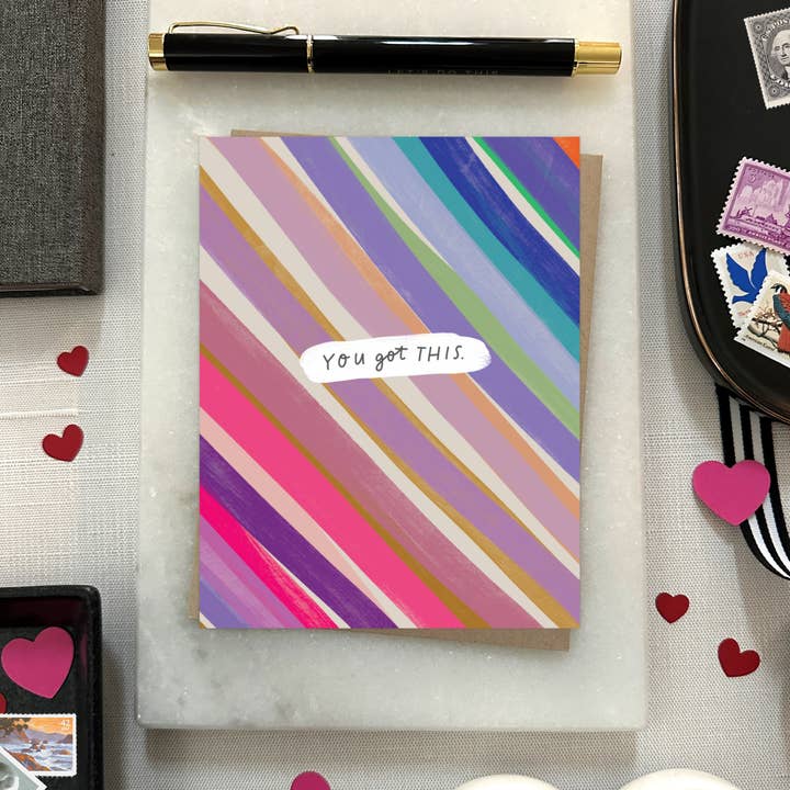 Barone and Co. - Venta al por mayor Tarjetas con mensajes de ánimo - Tarjeta de Rayas Conseguida2