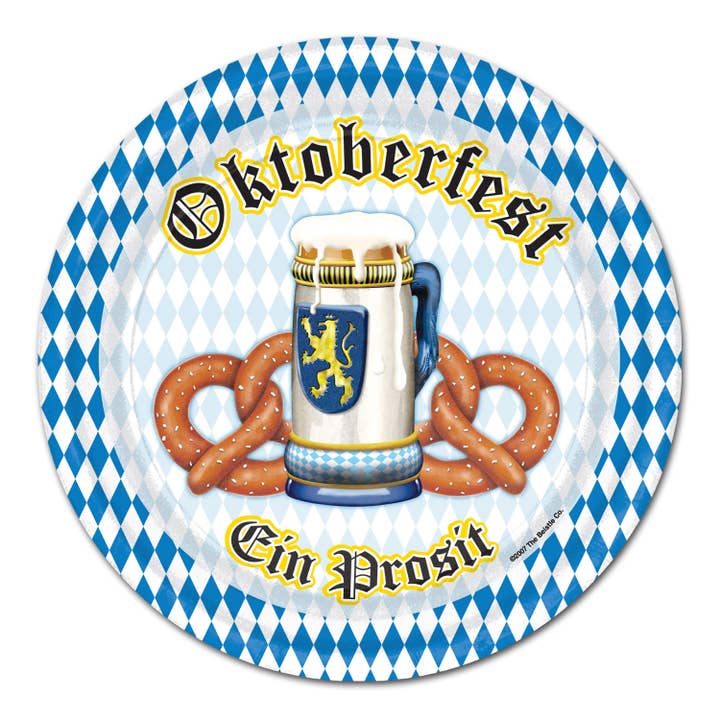Oktoberfest-Teller, 9 Zoll, 8er-Pack, blau-weißes bayerisches Design für den Großhandel von Beistle