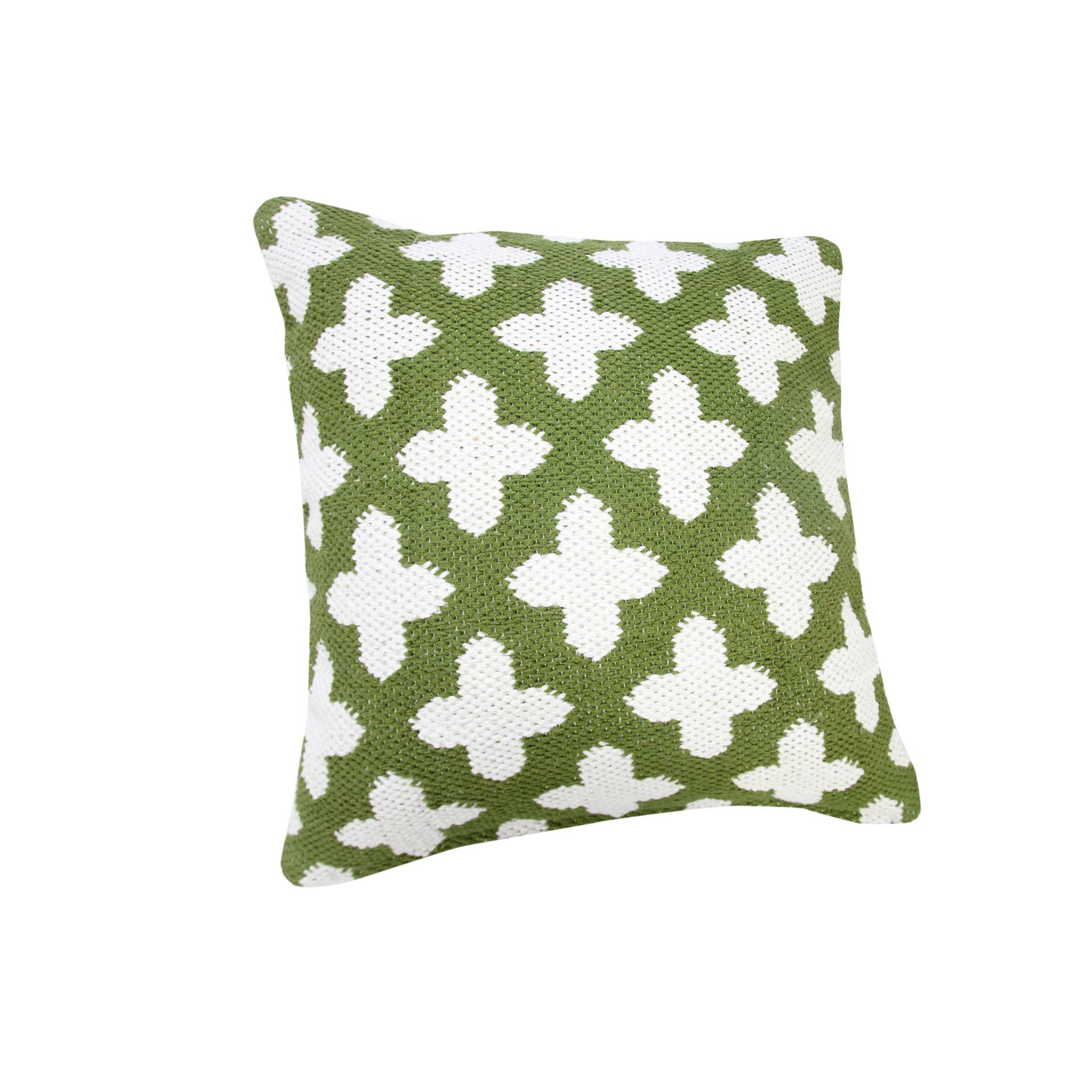 HomeRoots – wholesale Throw/decorative pillow – 20" X 20" Green And White Cotton Geometric Zippered Pillow1