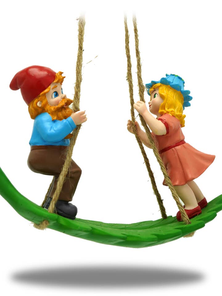 Swinging Gnomes Couple Standing On Leaf - BY MARK & MARGOT - FREE SHIPPING! for wholesale by By Mark & Margot