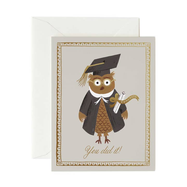 Congrats Owl Graduation Card for wholesale by Rifle Paper Co.