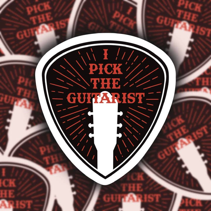 I Pick the Guitarist, Vinyl Sticker for wholesale by Sage and Virgo