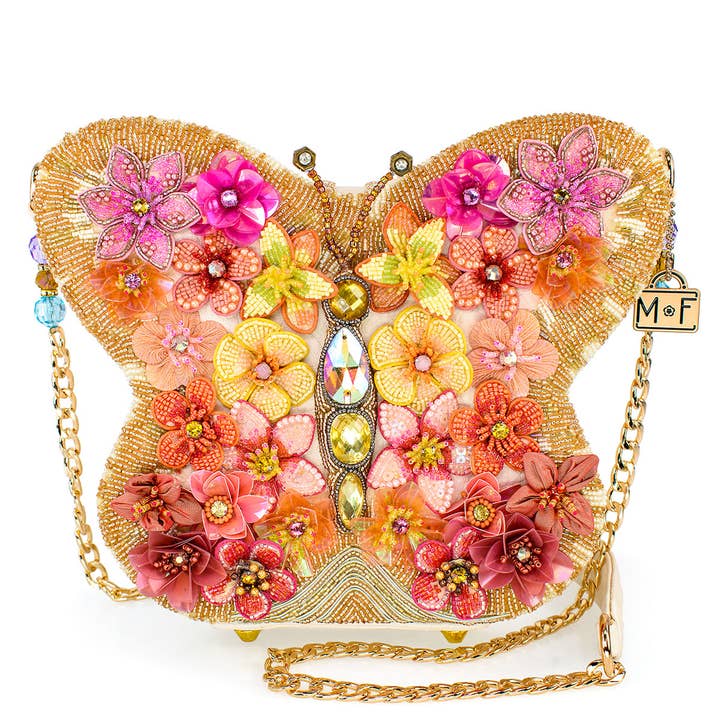Bolso de Hombro con Cuentas y Mariposa Floral Take Flight para venta al por mayor de Mary Frances Accessories
