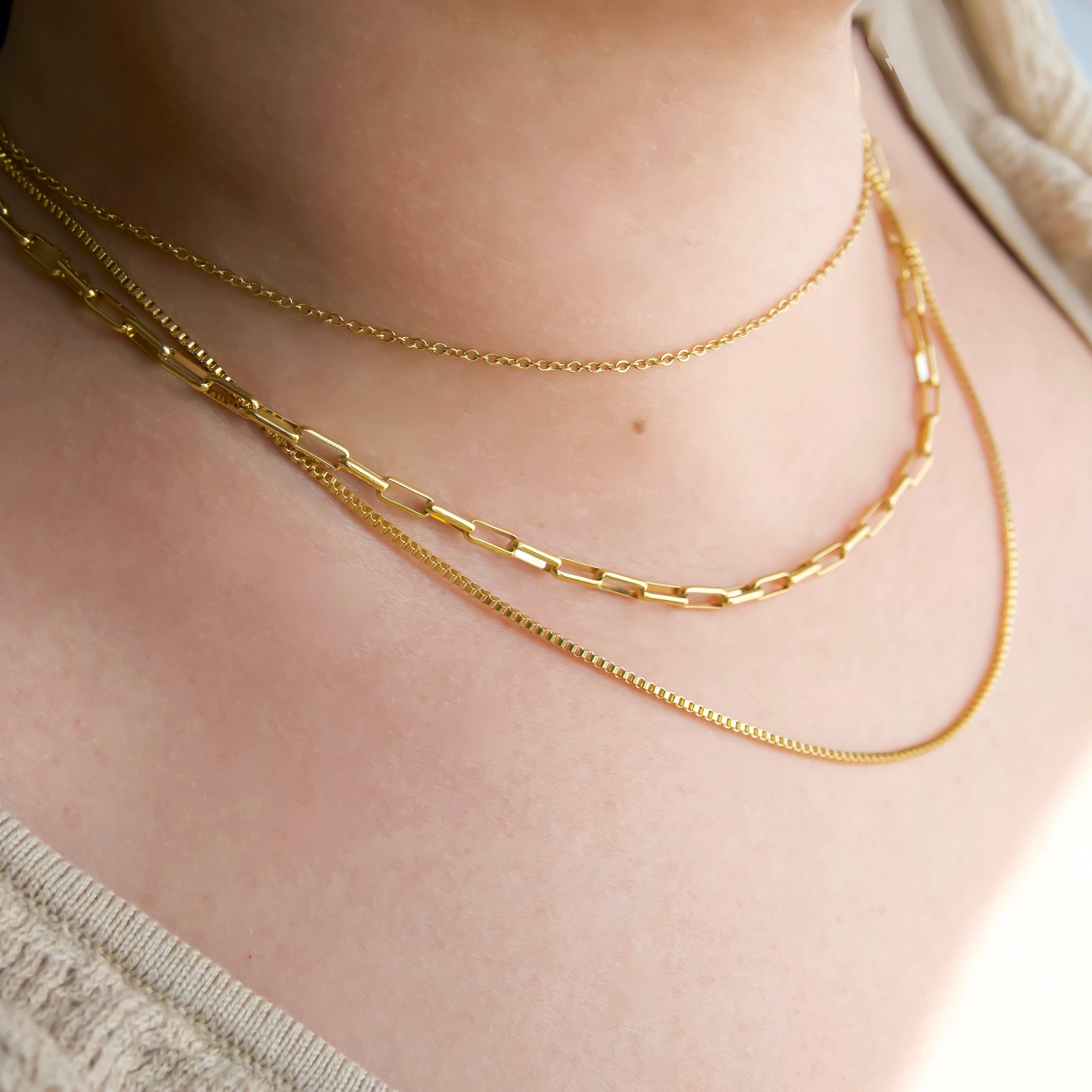 Blueyejewelry - Vente Collier maille et chaîne - Collier superposé étanche à trois rangs3