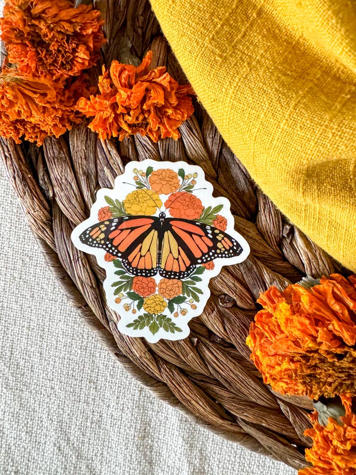 Monarch Butterfly Sticker – Vinyl, Matte Finish for wholesale by Luna Lupe Studio