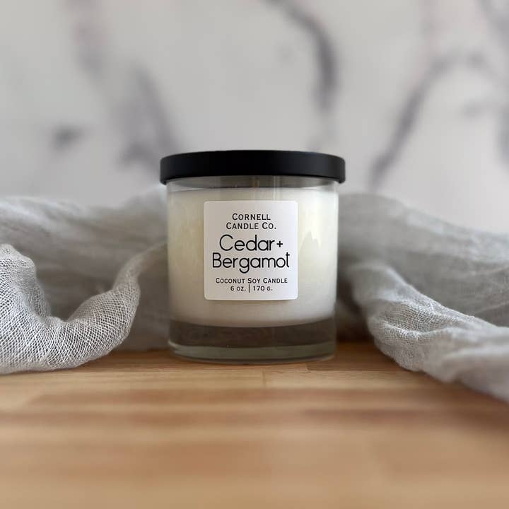 Cornell Candle Co. - Wholesale Jar/Filled Candle - Cedar+Bergamot 6 oz. Coconut Soy Candle