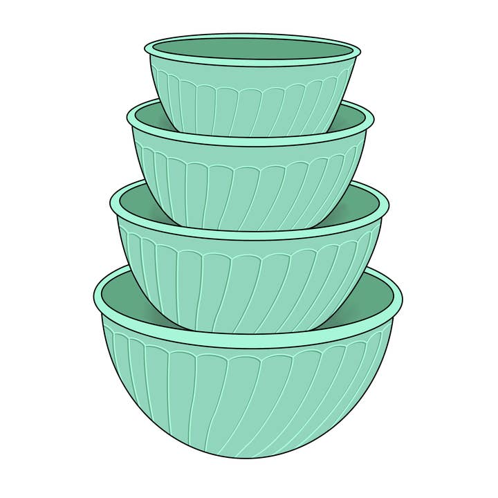 Vintage Jadeite Mixing Bowls Sticker/Magnet for wholesale by Extremely Retro