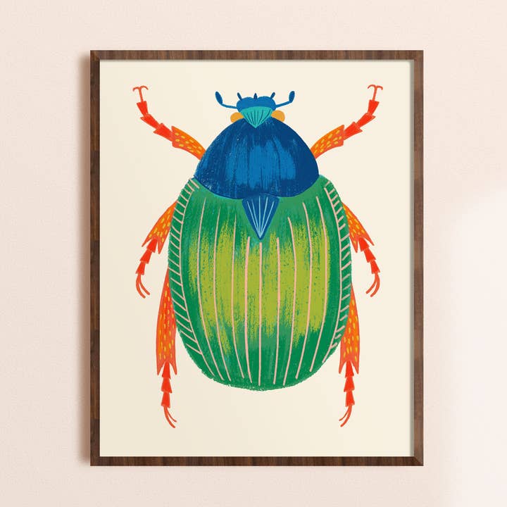 Green Beetle Art Print - Insect/Bug Art for wholesale by Dream Folk Studio