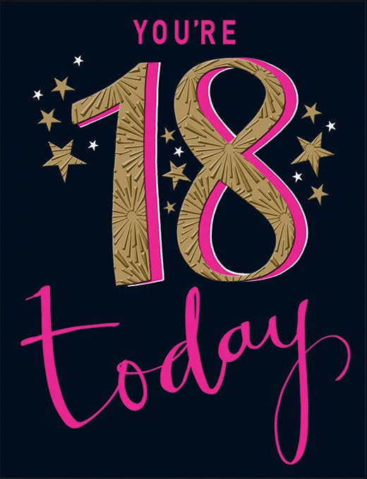Piccadilly Greetings – wholesale Birthday card – Milestone Age Birthday Card, Age 18 F, Today On Black0