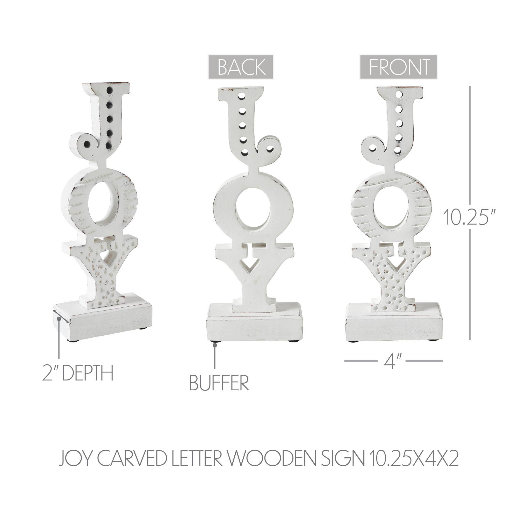 VHC Brands - Wholesale Decorative Tabletop Object - JOY Carved Letter Wooden Sign 10.25x4x24