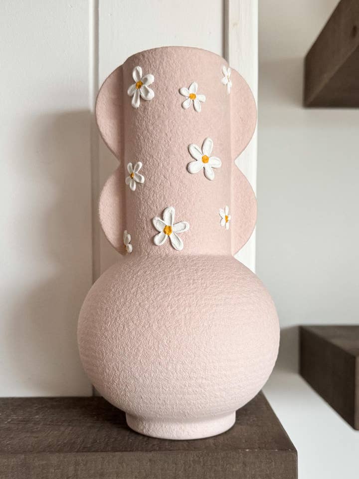 Dusty Pink Textured Daisy Vase for Home Decor for wholesale by Casinha Flores