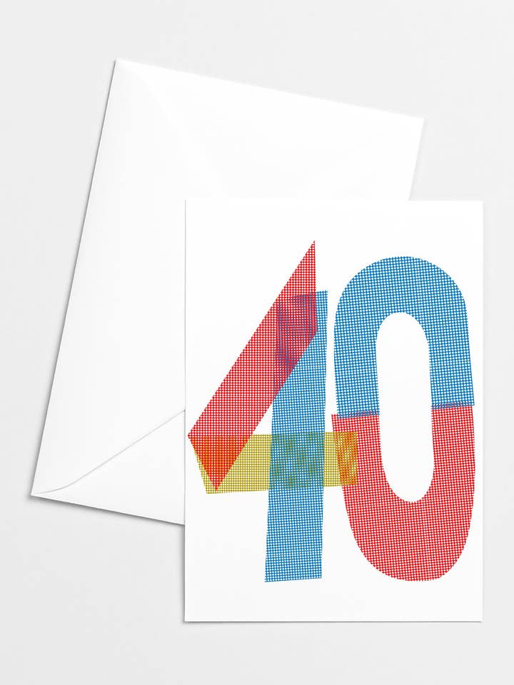 Risograph-Grußkarte zum 40. Geburtstag für den Großhandel von Mezzaluna Studio