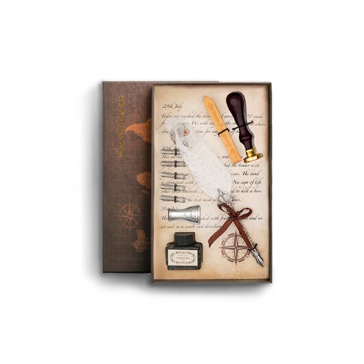 Quill Pen Delux Presentset - Uggleansikte för wholesale av Mad Witch Ltd