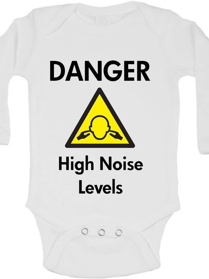 Danger High Noise Levels - Long Sleeve Vests for wholesale by Little Ratbag
