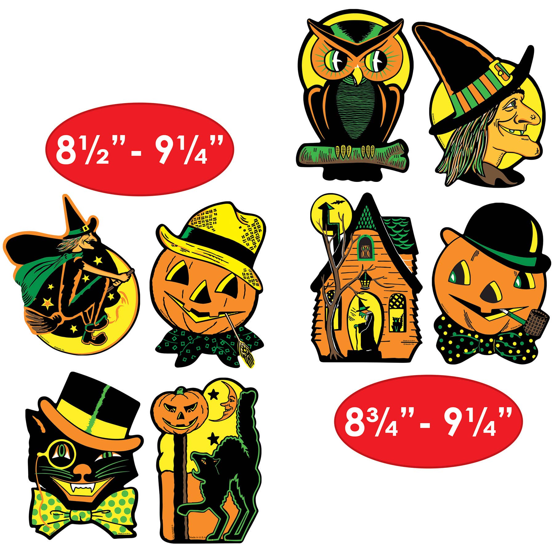 Beistle - Wholesale Cutouts - Halloween Cutouts, 8½"-9¼", 4 per package, Assortment varies6