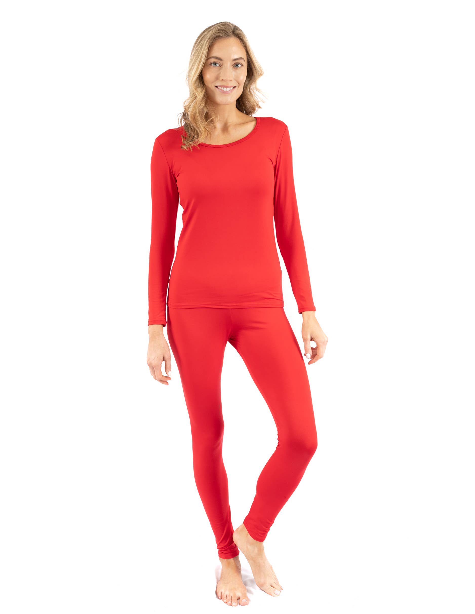 Leveret Pajamas - Wholesale Sleepwear Set - Women's - Womens Classic Solid Color Thermal Pajamas1