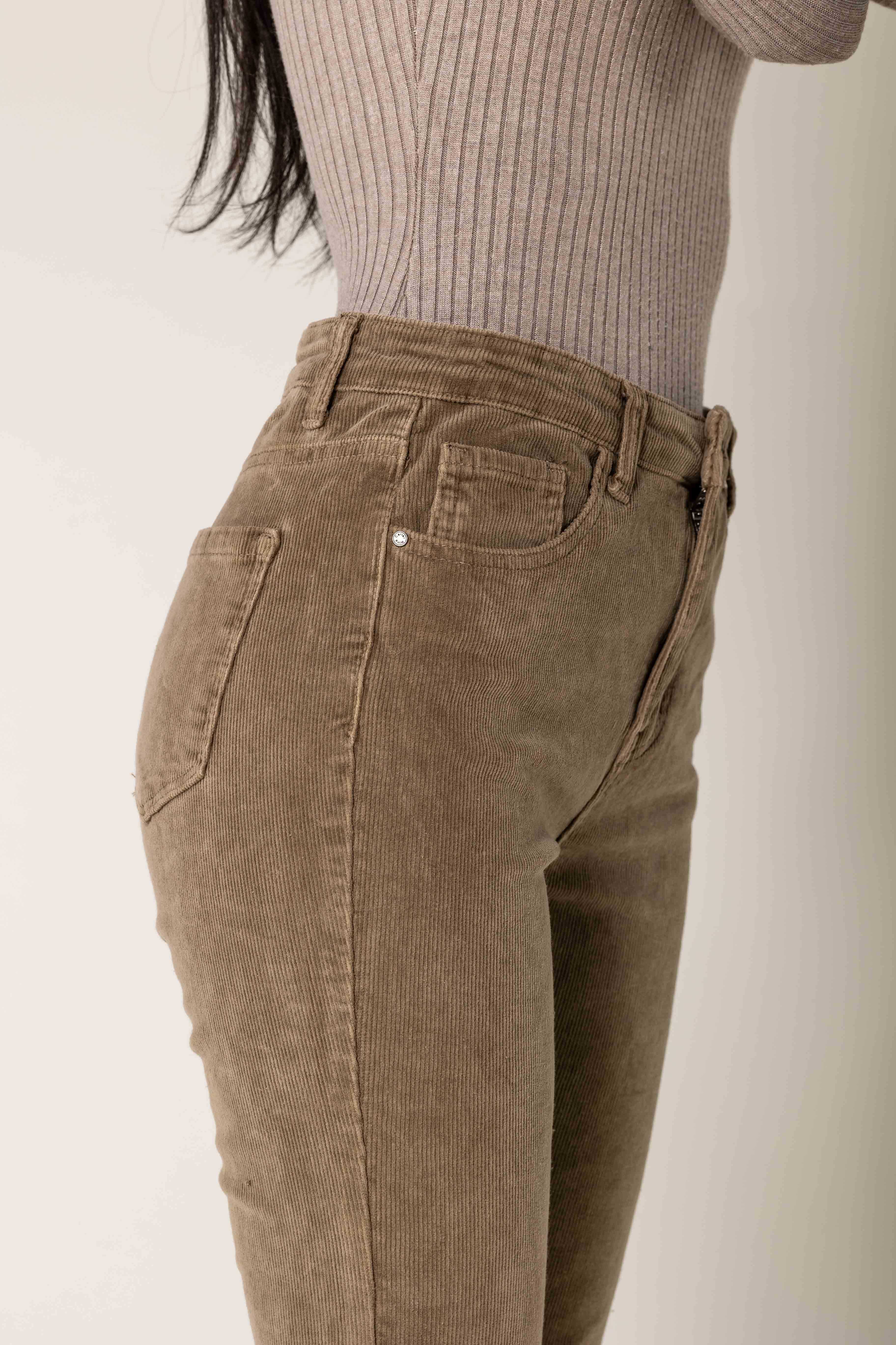 Nina Carter - Wholesale Pants - Women's - Bootcut High Waist Corduroy Back to School J2219