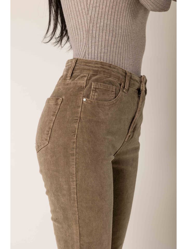 Nina Carter - Wholesale Pants - Women's - Bootcut High Waist Corduroy Back to School J2219
