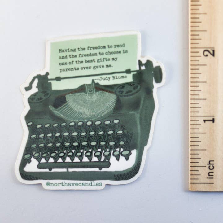 North Ave Candles - Wholesale Sticker - Book Themed Sticker / Retro Typewriter / Judy Blume Quote