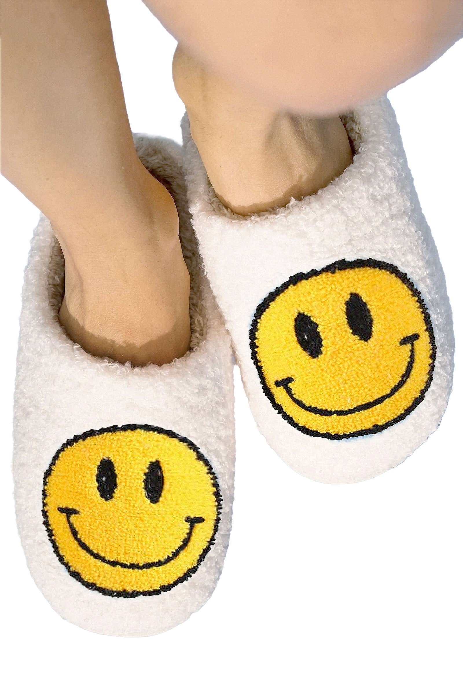 ASSORTED Smiley Terry Cloth Fuzzy Sherpa Fleece Slippers for wholesale on Faire1