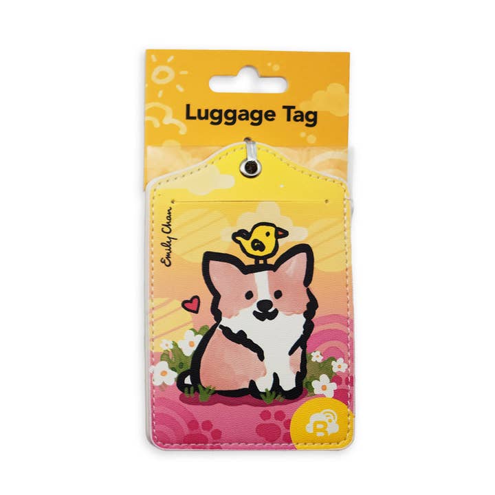 Étiquette de bagage Corgi Bird pour la vente par Brightspot Design