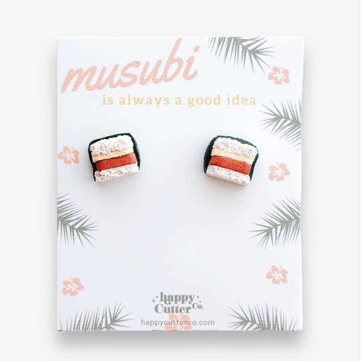 Happy Cutter Co - Wholesale Stud/Post Earrings - Musubi Stud Earrings | Fun Hawaii Gift | Fun Foodie Gift