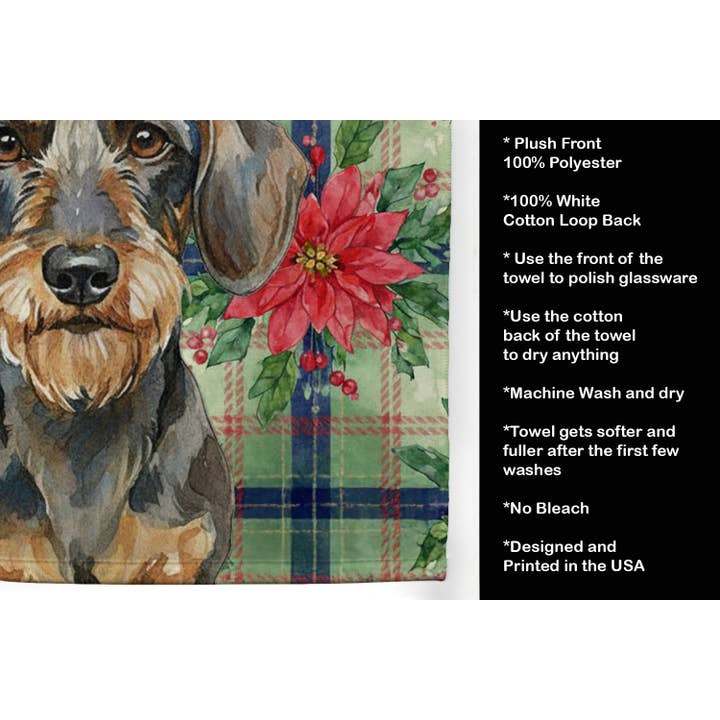 Caroline's Treasures – toalha por atacado – Toalha de Natal com Poinsettas e Teckel Javali de Pelo Duro2