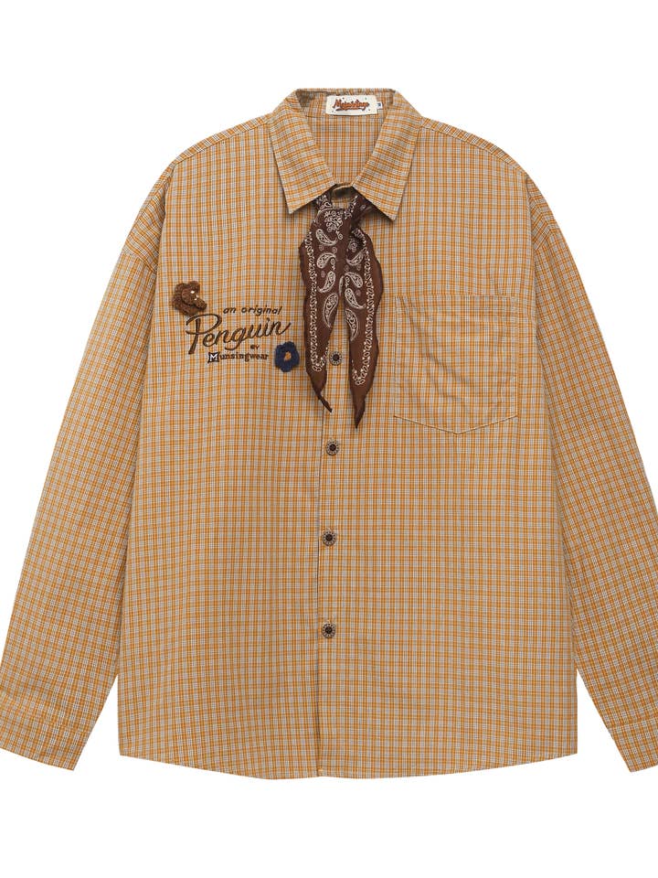 Camicia a quadri oversize con foulard twilly per la vendita all'ingrosso da parte di Chilli Girl Collection