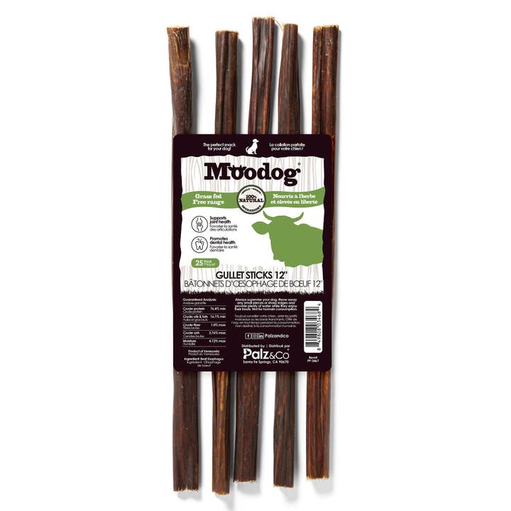 Palz&Co - Wholesale Pet Treats - Dog - Moodog Beef Gullet Sticks 6"-12" - Pack of 253