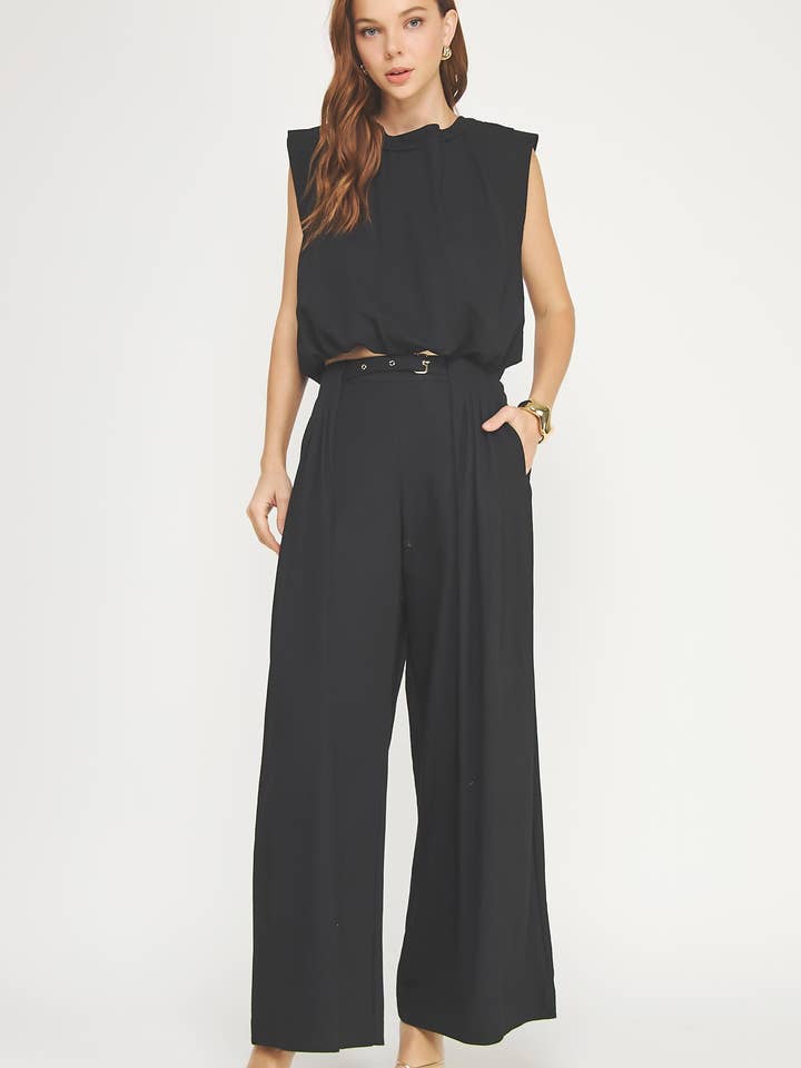 Ärmlös topp och plisserade vida byxor set för wholesale av Strut & Bolt