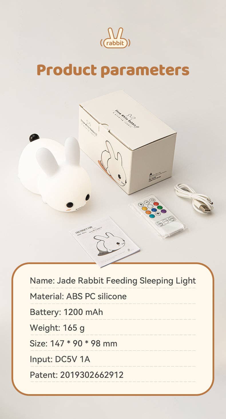 VIGOR – wholesale Night light – Child & baby – Perfect Gift Jade bunny Sleeping lamp light up silicone anim6