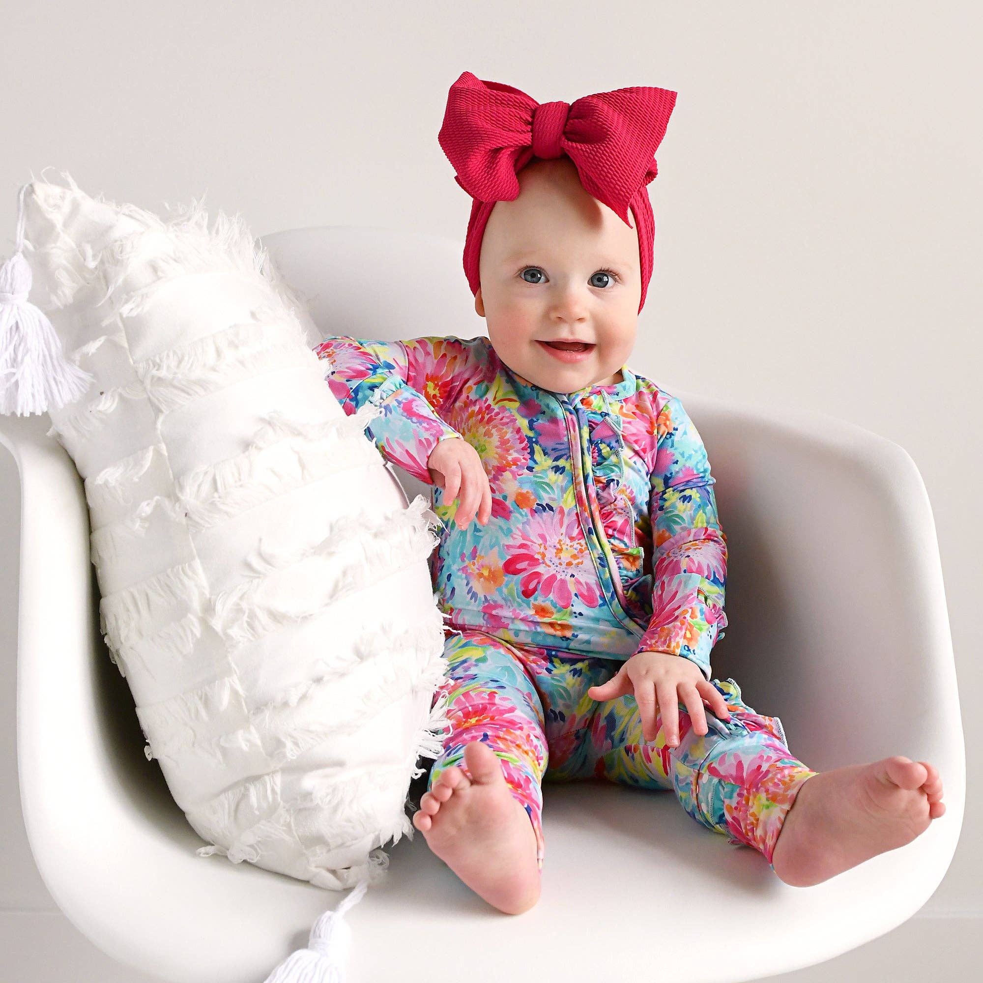 Gigi and Max - Wholesale Jumpsuit - Baby - Bianca RUFFLE ZIP Bamboo Floral Sleepies Little 3