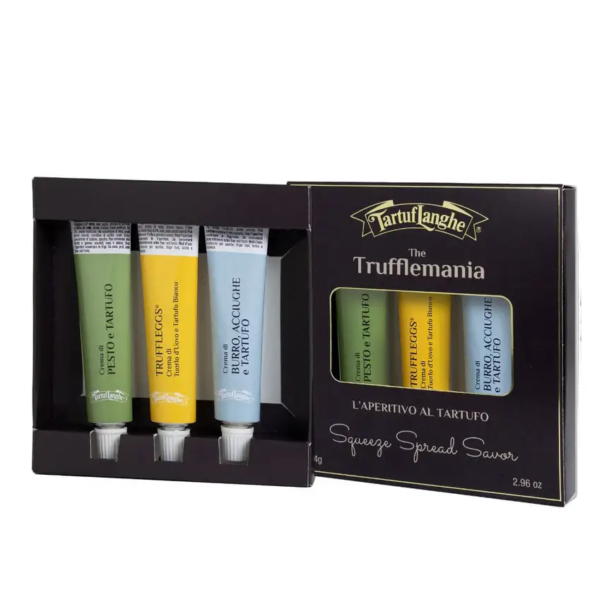 TartufLanghe - Vente Sauces - LA TRUFFLE MANIA : Kit de Tubes Apéritif à la Truffe – 84g1