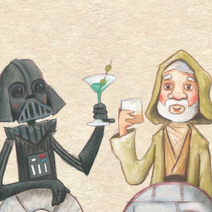 The Grey Earl - Vendita all'ingrosso Biglietti di auguri - 50° compleanno - Star Wars - Darth Vadar e Obi Wan Kenobi1