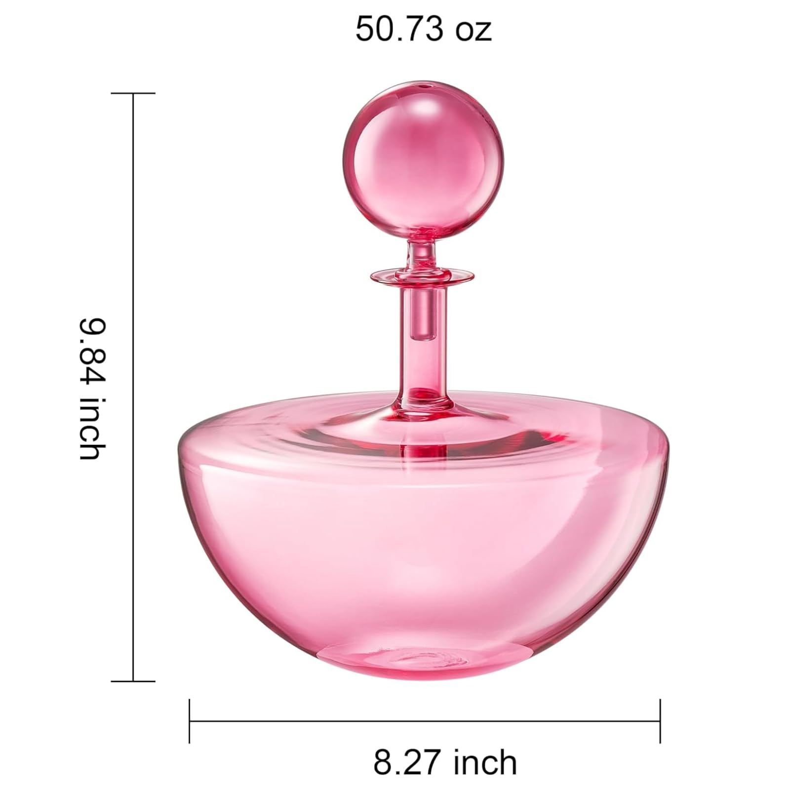 The Wine Savant /  Khen Glassware – Decantador por atacado – Decantador de Vinho de Vidro de Arco Baixo Rosa Blush Soprada à Mão6