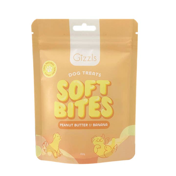 Gizzls - Wholesale Pet Treats - Dog - Gizzls Soft Bites Peanut Butter & Banana Dog Treats (150g)3