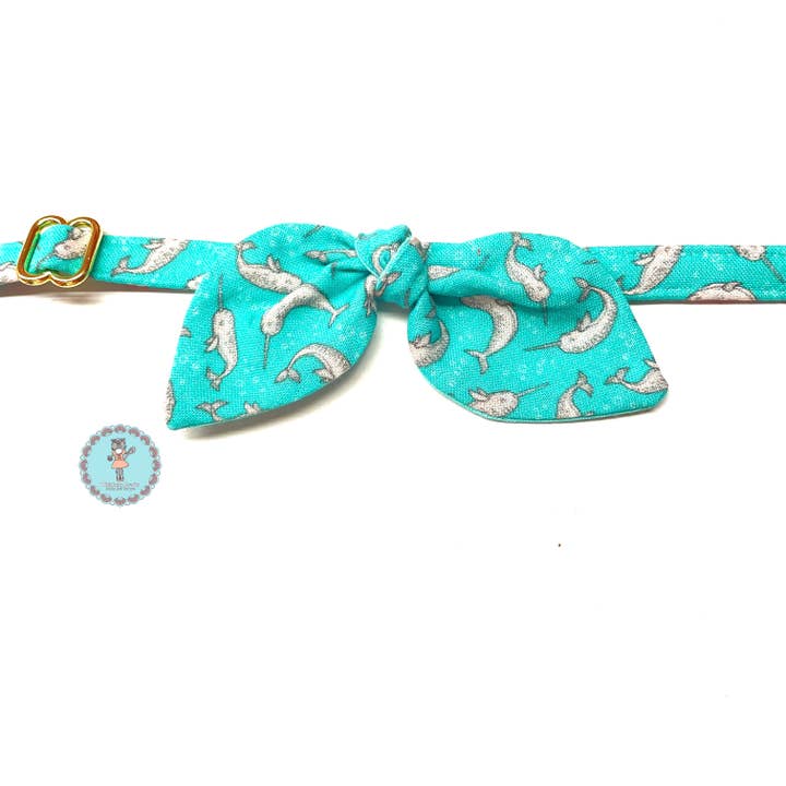 Whiskers Crafts - Wholesale Pet Collar - Cat - Bunny Ears Bow Cat Collar -Narwhals