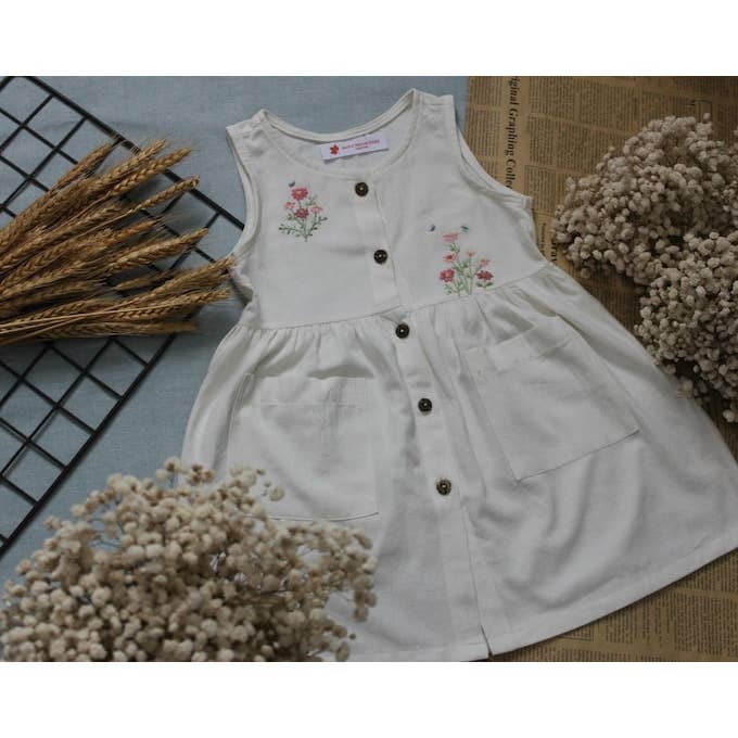 LINEN CLOTHING| TAYLOR| Hand embroidered linen dress, Spring Summer formal dress, Back to school linen cloth, school photoshooting dress for wholesale by Maple Dream Store