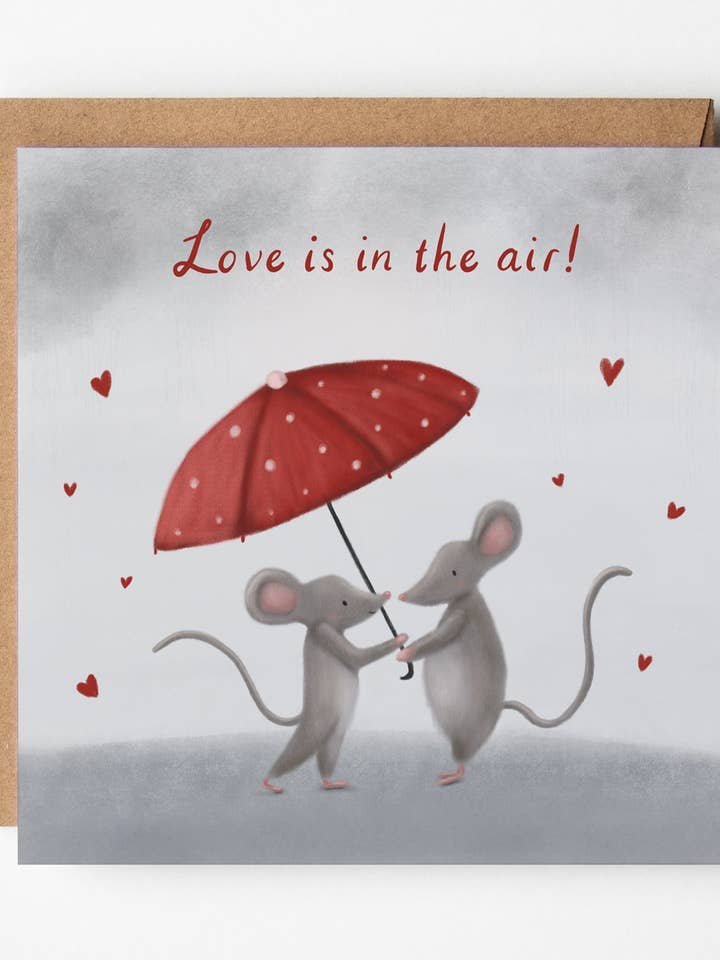 Love is in the Air Mice Greeting Card for wholesale by Jo Couch