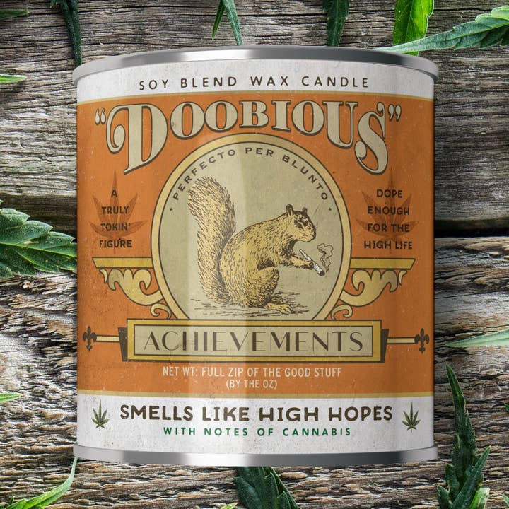Doobious Achievements Cannabis 16oz. Candle for wholesale by Scents of Accomplishment